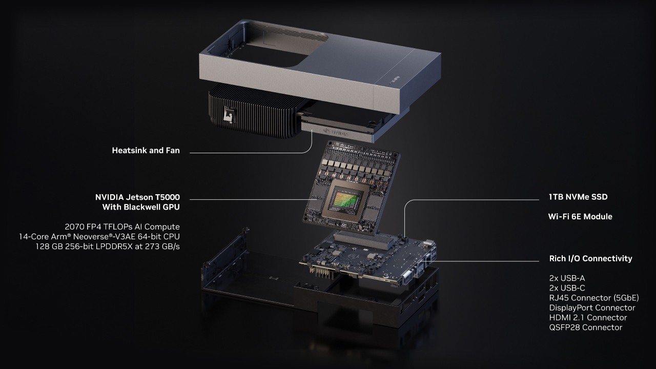 NVIDIA Jetson Thor 컴퓨팅 모듈의 공식 제품 이미지
